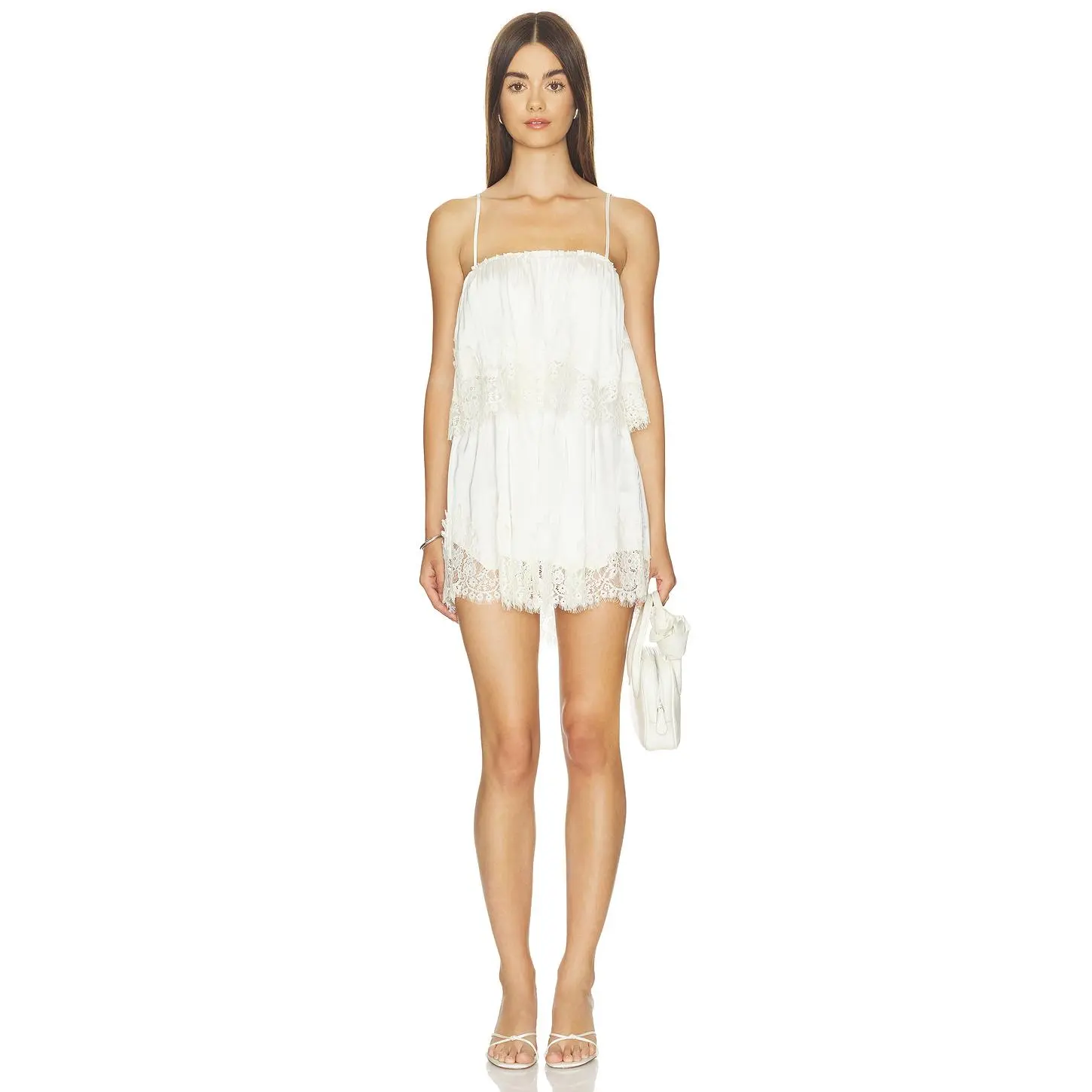 Show Me Your Mumu Emmylou Mini Dress in Ivory Satin