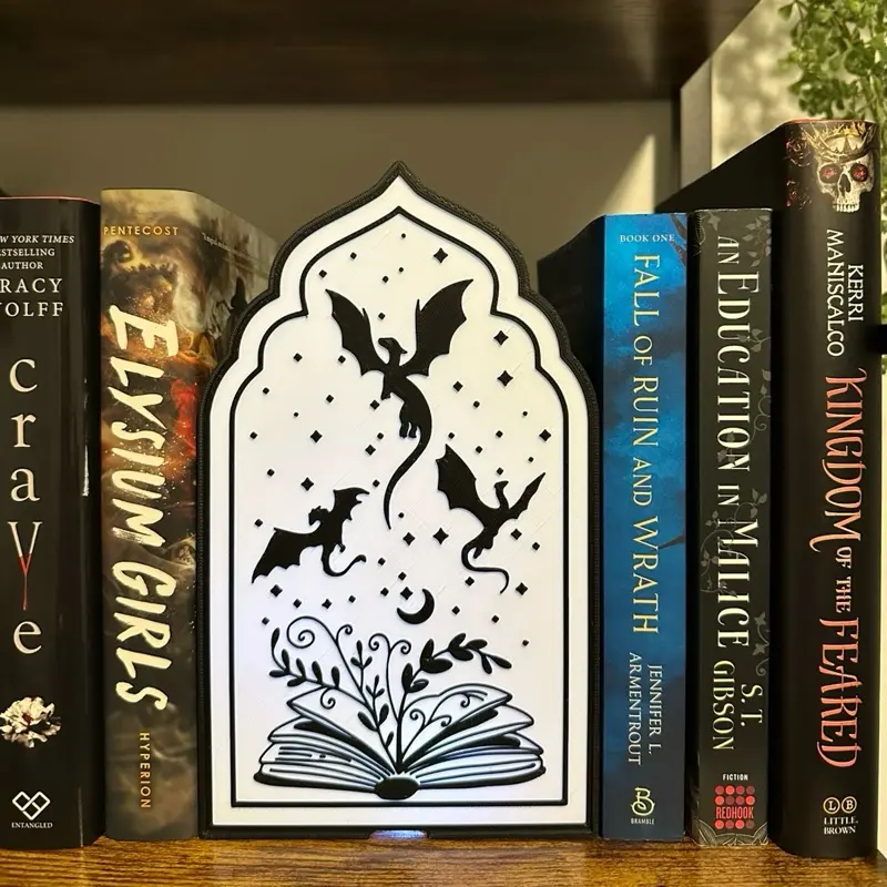 Fantasy Dragon Book Nook | Lighted 3D Printed Book Nook Insert | Bookshelf Decor