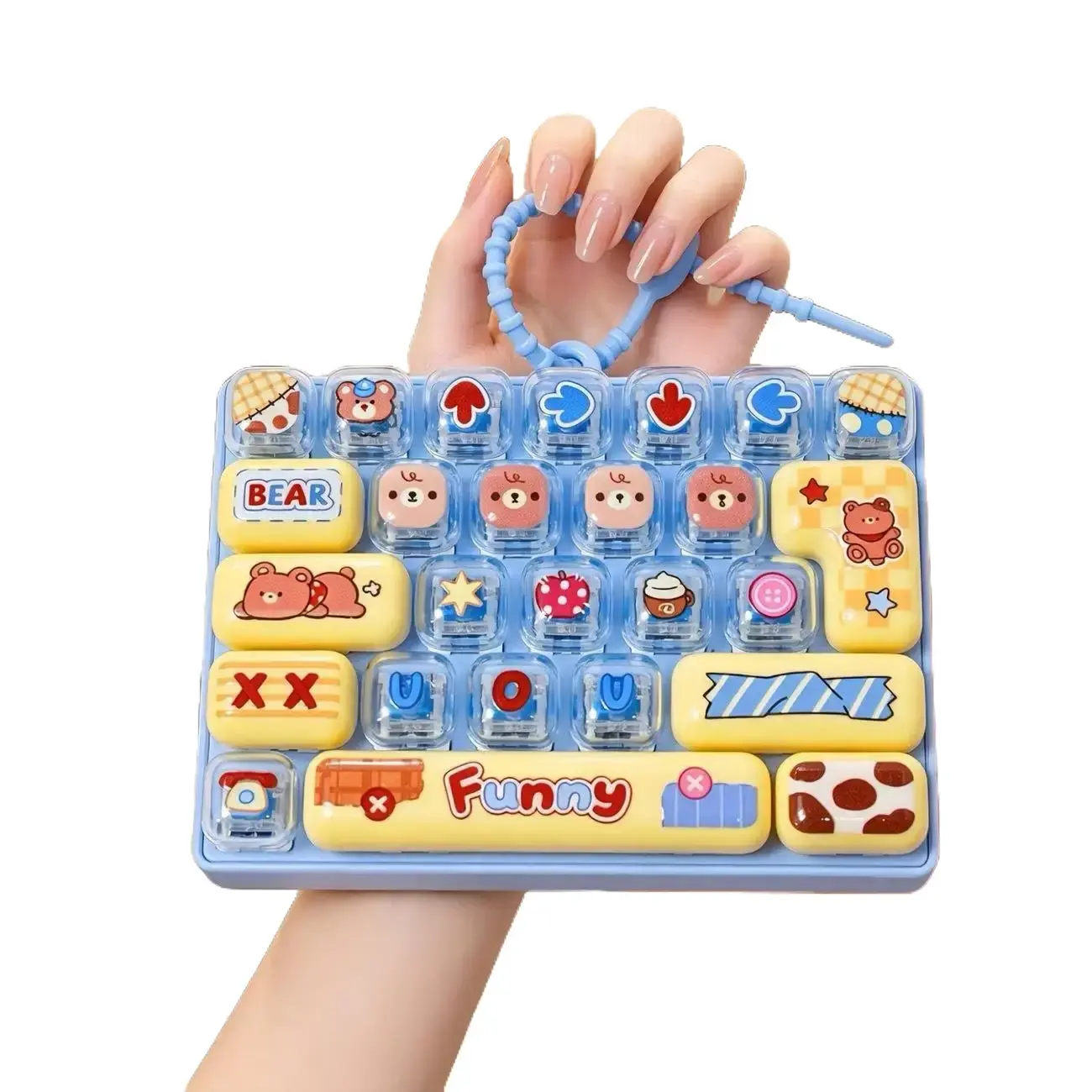 Large Keyboard Fidget Press Toy with Cute Cartoon Bear Pattern, Kids Safe Stress Relief Toy for Kids, Party Favor for Festive & Party Supplies