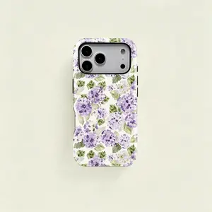 Purple Hydrangea Girly Aesthetic Summer Spring Flowers Fashion Cute Phone Case with Durable, Shock Absorbing and Stylish Design. Compatible with Iphone 11, 12, 13, 14, 15 16 17 Pro Max and Pro Plus Series A creatively designed new phone case, perfect