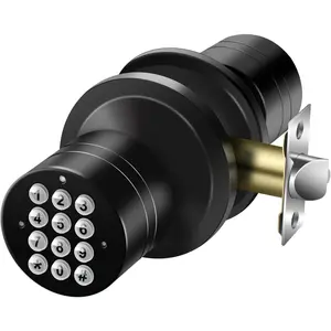 Door Knob with Keypad, Keyless Entry Door Lock, Black  Code Locks Door Knob, Passage Mode, Easy to Install for ,Office,Hotel,Bedroom