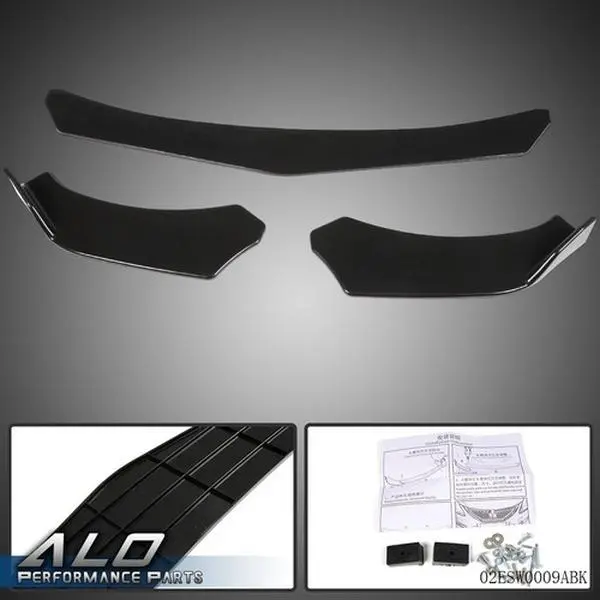 3pcs Universal Car Front Bumper Lip Chin Spoiler Splitter Body Kit Black