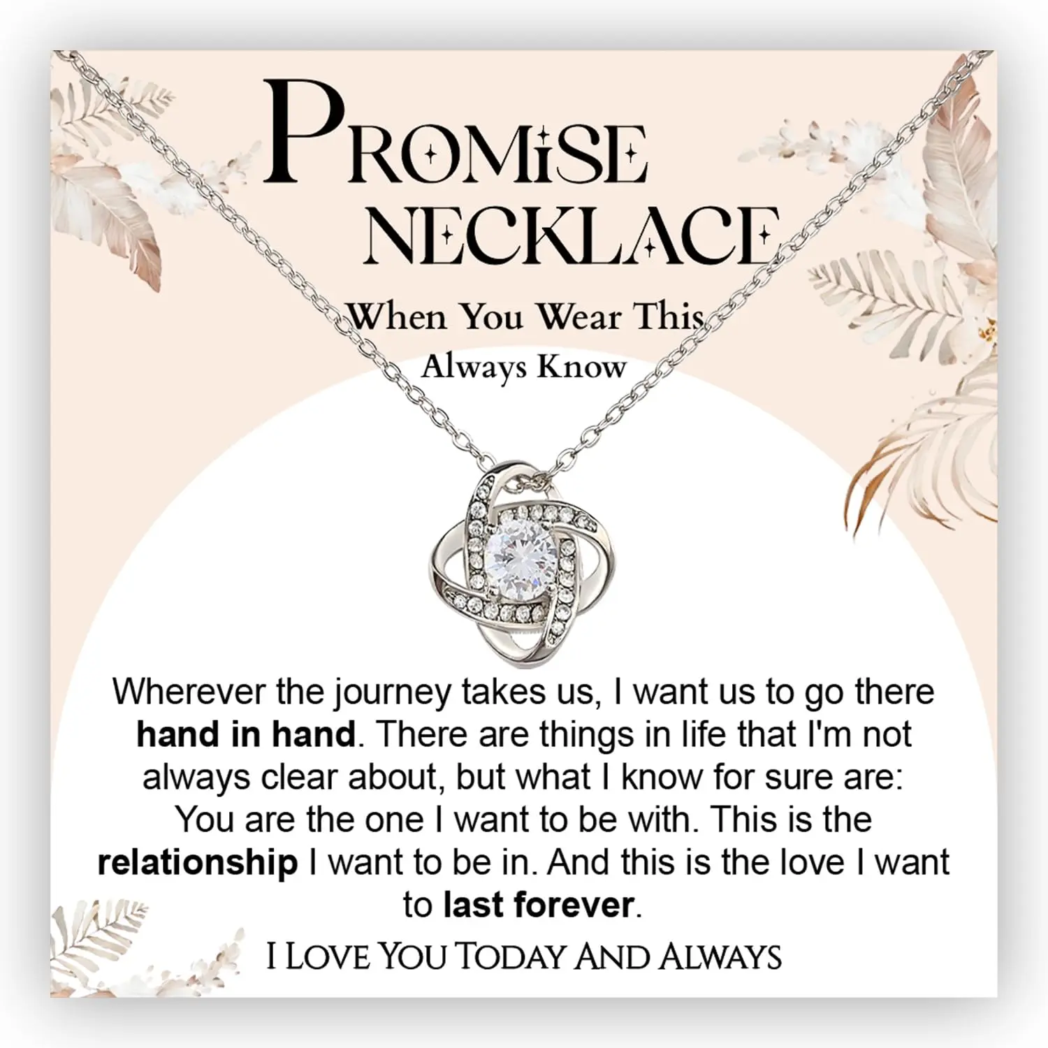 Promise Necklace For Her, Promise Necklaces Gifts For Women, Promise Knot Necklace For My Wife, Promise Necklaces Gift For Soulmate Girlfriend Wife Finacee, Anniversary Christmas Birthday Gift For Her