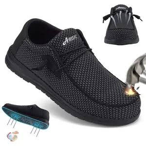 Steel Toe Shoes Men Hands Free Work Shoes Slip On Safety Toe Sneakers Lightweight Comfortable Walking