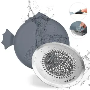 WOKDADA 304 Stainless Steel Kitchen Sink Drain Strainer Reversible Chain Mesh Easy Clean Anti-Clogging Fits US Standard Drains Dishwasher Safe Hair Catcher
