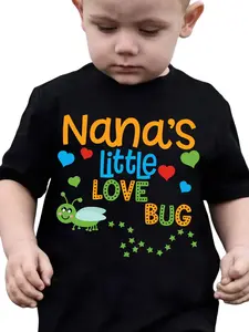Toddler "Nana's Little Love Bug" Cute Insect Graphic T-Shirt - Short Sleeve Crew Neck Kids Casual Tee for Boys & Girls