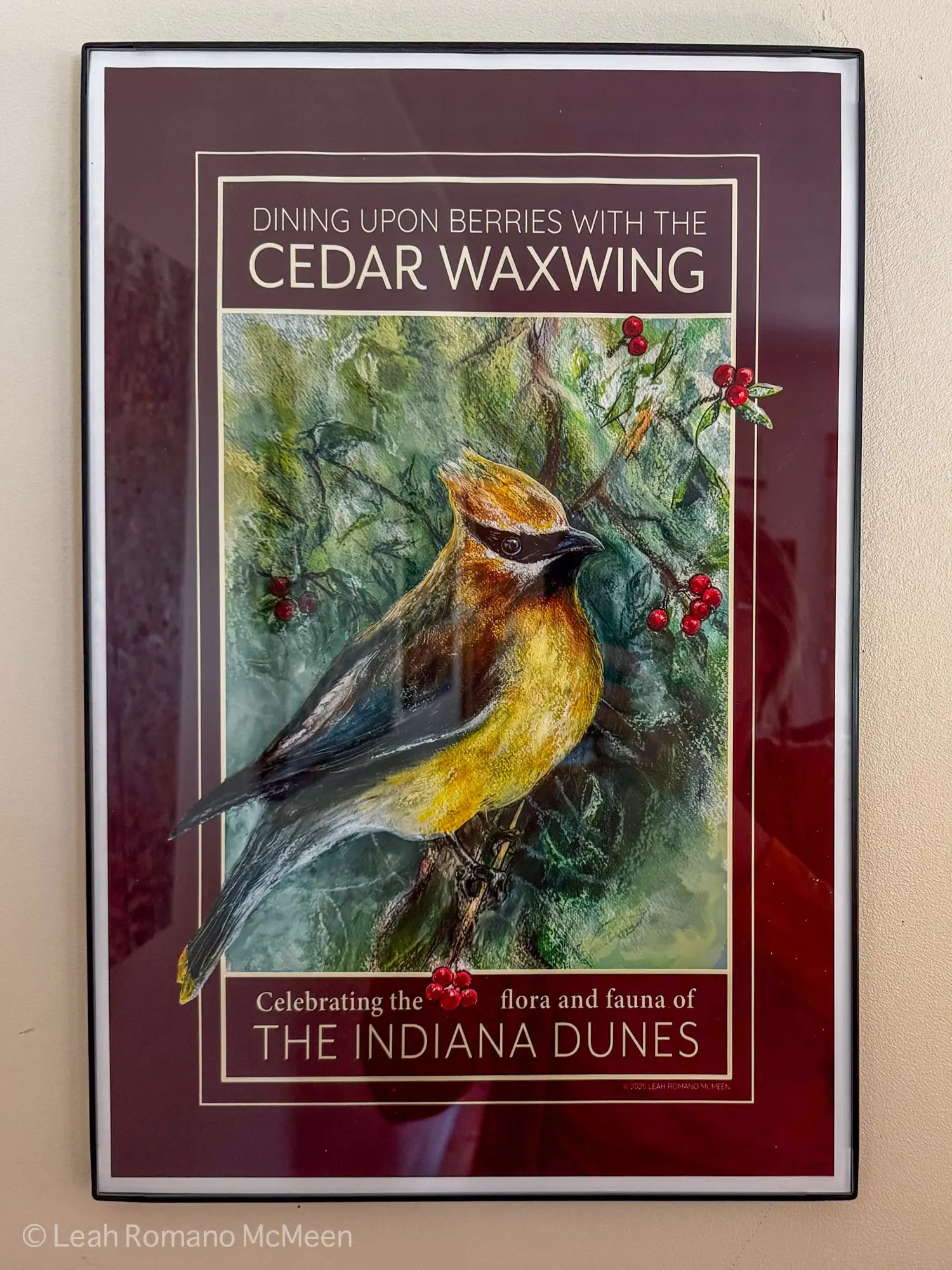 Cedar Waxwing Giclée Poster Print Framed