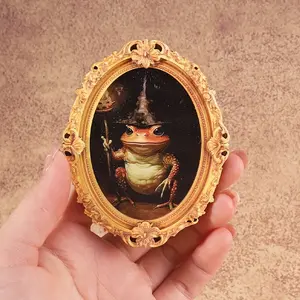 1PC Funny Animal Refrigerator Magnet, Fridge Magnet, Oval Frame Mini Photo Magnet, Magic Frog Design, Home Decor, Perfect Holiday Gift