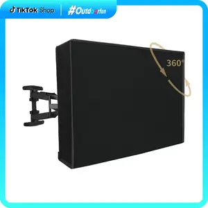 【Outdoorfun】Easy-Going Waterproof Outdoor TV Cover with Bottom Cover, Thick Fabric, Dustproof and Weatherproof TV Cover with Remote Control Pocket