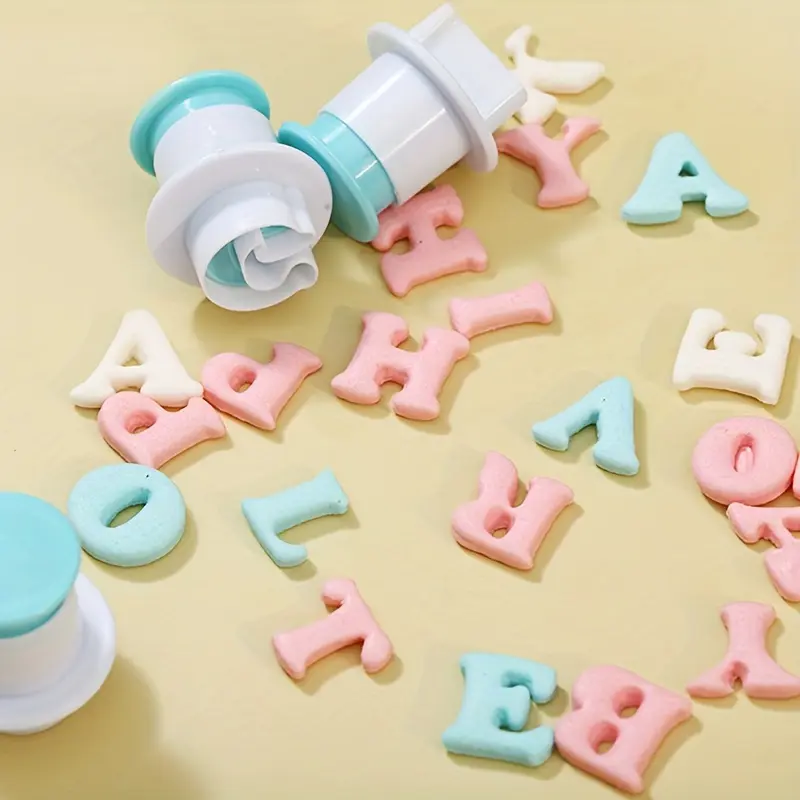10/26pcs Alphabet and Numbers Cookie Fondant Cutters, Biscuits Molds, Fondant Cakes Plastic Molds, Cake Decorating Kit, Baking Supplies, Cake Decoration Supplies, Pastry Decorating Tools