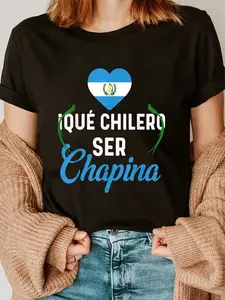 100% cotton Guatemalan Flag Map Guatemala Que Chilero Ser Chapina Girl T-Shirt casual Fashion graphic tees for women women graphic shirts