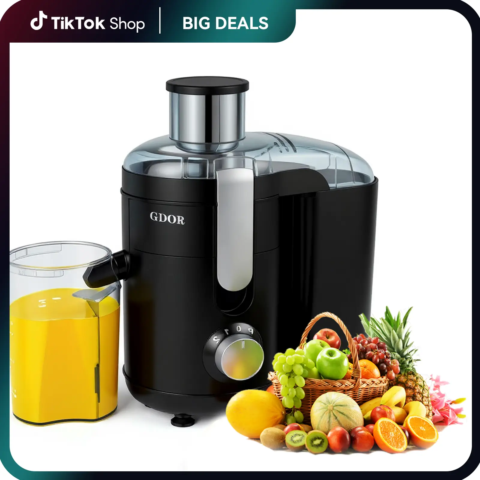 800W Juicer with 3" Wide Feed Chute, Titanium Blades & Dual Speeds — Easy Juice Extractor for Fruits & Veggies