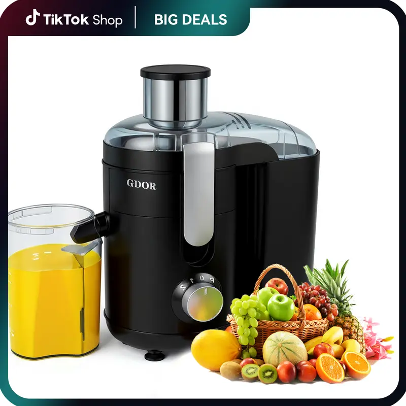 800W Juicer with 3" Wide Feed Chute, Titanium Blades & Dual Speeds — Easy Juice Extractor for Fruits & Veggies