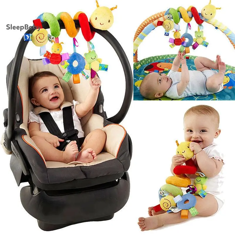 Baby Plush Hanging Spiral Activity Toy - Cartoon Animal, Colorful Soothing, 15.75in x 7.87in x 11.42in, Pram/Stroller Accessory, Newborn Gift