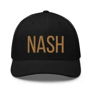Aura Lifestyle NASH 3D Puff Embroidered Trucker Hat, Nashville Hat, Nashville TN Black