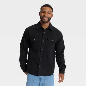 Men's Vintage Long Sleeve Utility Shirt - Goodfellow & Co Charcoal Gray XXL