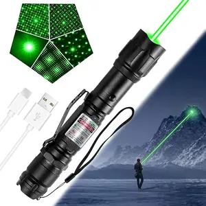 Tactical Green Laser Pointer with USB Charging Cable, IndoorMeeting Laser Flashlight for Sports & Outdoor Camping HikingLantern Accessories