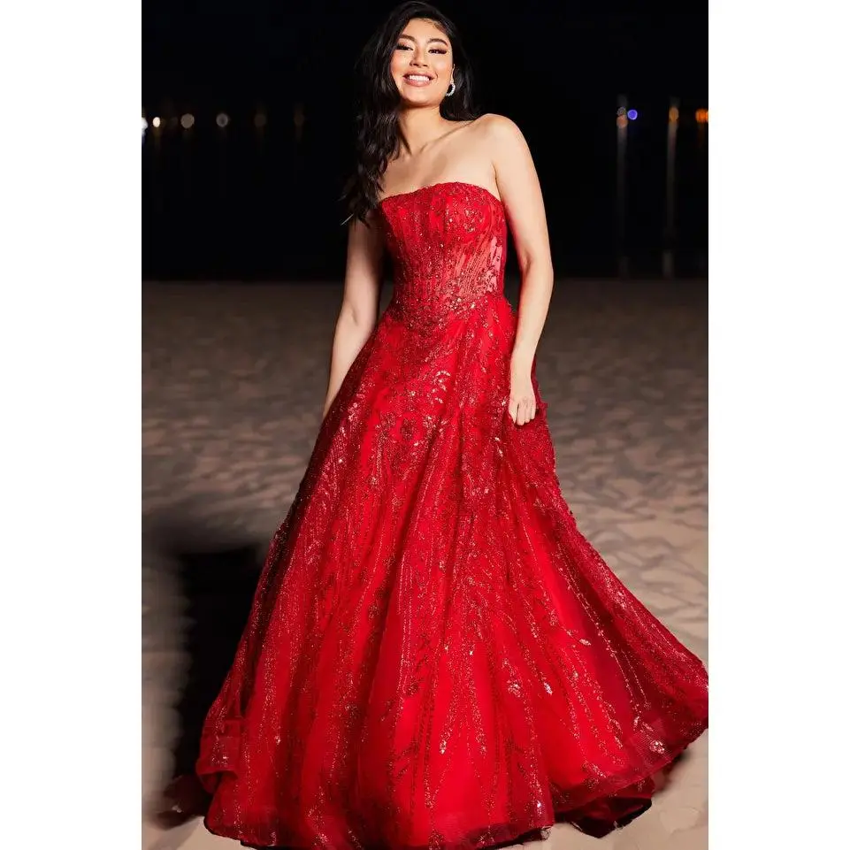 Jovani -26109 Strapless Beaded Prom Ball Gown