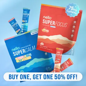 Nello Superfocus & Supercalm Bundle: 1 Supercalm Variety Pack (Pack of 20) + 1 Superfocus Travel Packets  with 75mg of Caffeine (Pack of 20): Your One Stop Shop for Both Mental Focus and Relaxation