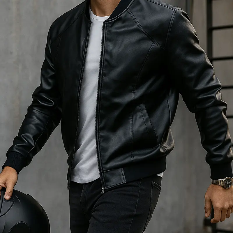 Men's Business Casual Jacket, Fashion Zipper Baseball Coat, Long Sleeve with Side Pockets, Spring & Fall Outerwear, Casual Outerwears, Spring Fall Coats