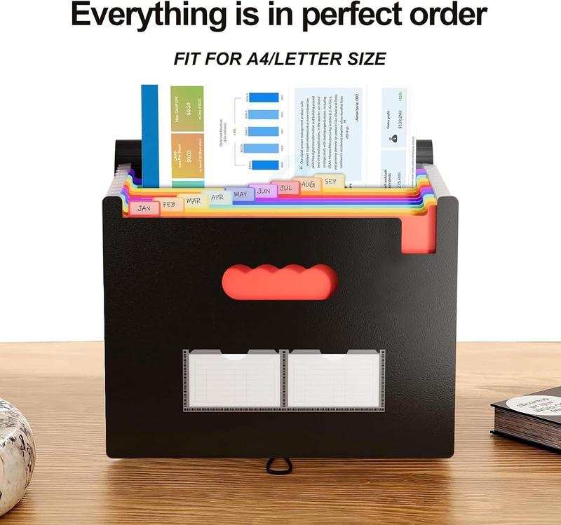 Accordion File Organizer,13 Pockets Expanding File Folder with Blank Labels,Portable Monthly Paper Bill Tax Receipt Organizer,Desktop Folders A4 Letter Paper Document Storage Organize,Black Accordion File Organizer,13 Pockets Expanding File Folder with Blank Labels,Portable Monthly Paper Bill Tax Receipt Organizer,Desktop Folders A4 Letter Paper Document Storage Organize,Black
