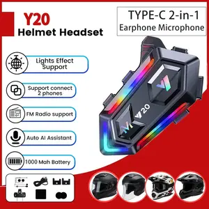 Y20 Cross-Border Special Helmet Bluetooth-compatible Earphones, Headphones, Waterproof Dustproof RGB Colorful Lights, Bass Headset, Abs Material, Model Xinghao Y20