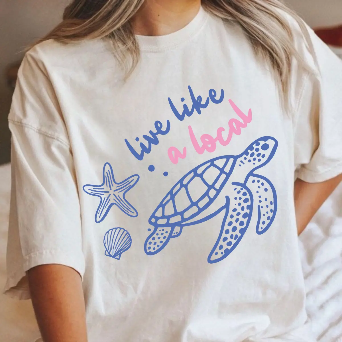 Live Like Local Summer Beach  Comfort colors Shirt, Summer Shirt, Trendy Sea animal shirt, Ocean doodle shirt Women Beach Tee
