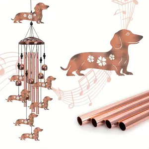 Dachshund Wind Chimes for Outside, 34" Memorial Dog Wind Chime, Large Dachshund Garden Decor for Yard, Patio, Porch, Sympathy Gift for Dog Lovers Women