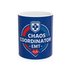 Chaos Coordinator EMT Ceramic Mug - Perfect Gift for Emergency Responders, Nurses, and Paramedics, Fun Coffee Cup, EMT Appreciation, Black