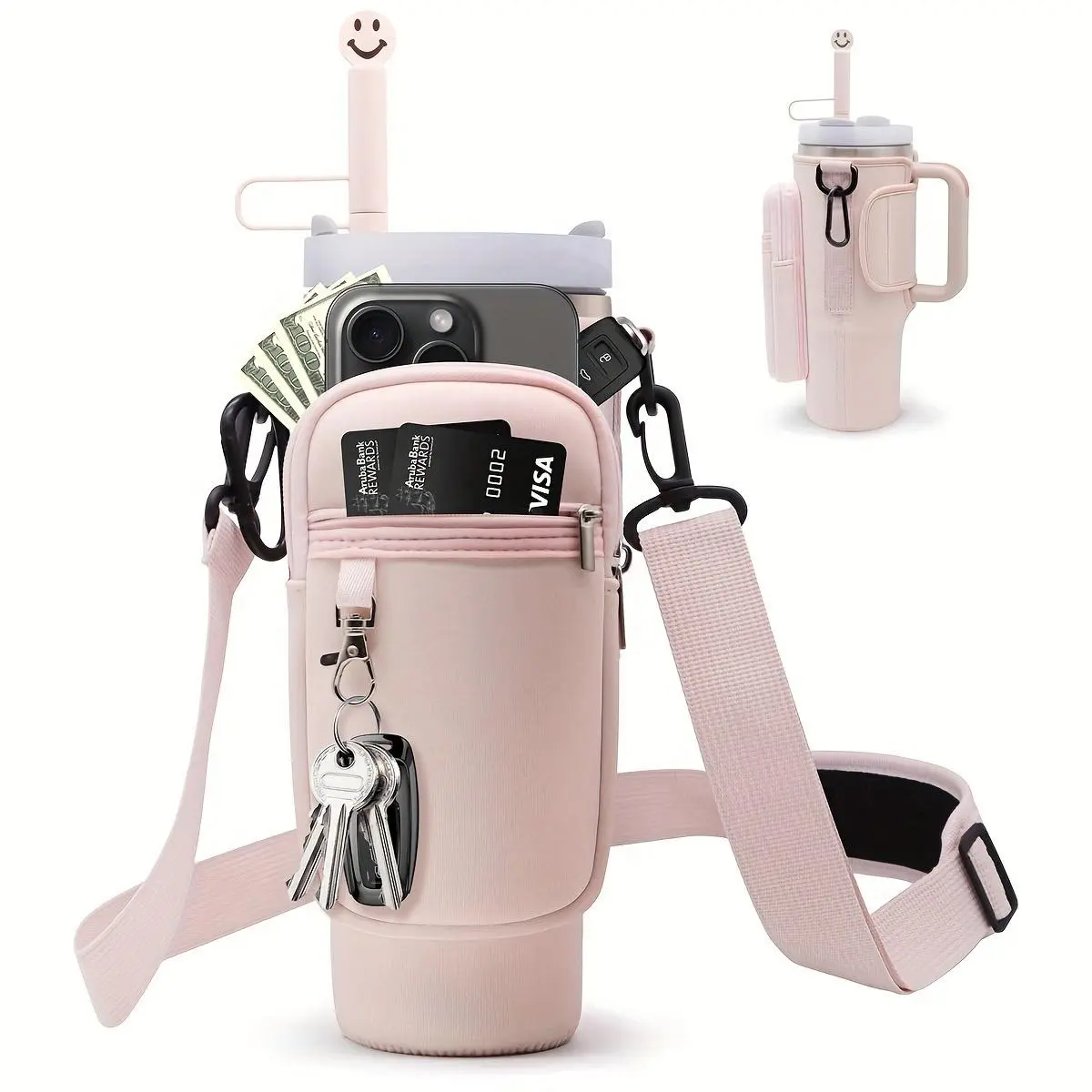 Tumbler Carrier Bag For 40/30 Oz Stanley Bag Bottle Bag With Phone Pocket, Bottle Holder With Strap Stanley Cup Bag Bottle Pouch For Cup Accessories Drinkware Mug