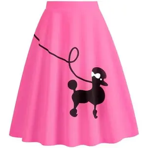 Women's Poodle Skirts 50s Halloween Costume Adult Outfit 2025 High Waist Vintage Skirt Swing Pleated Party Skirts
