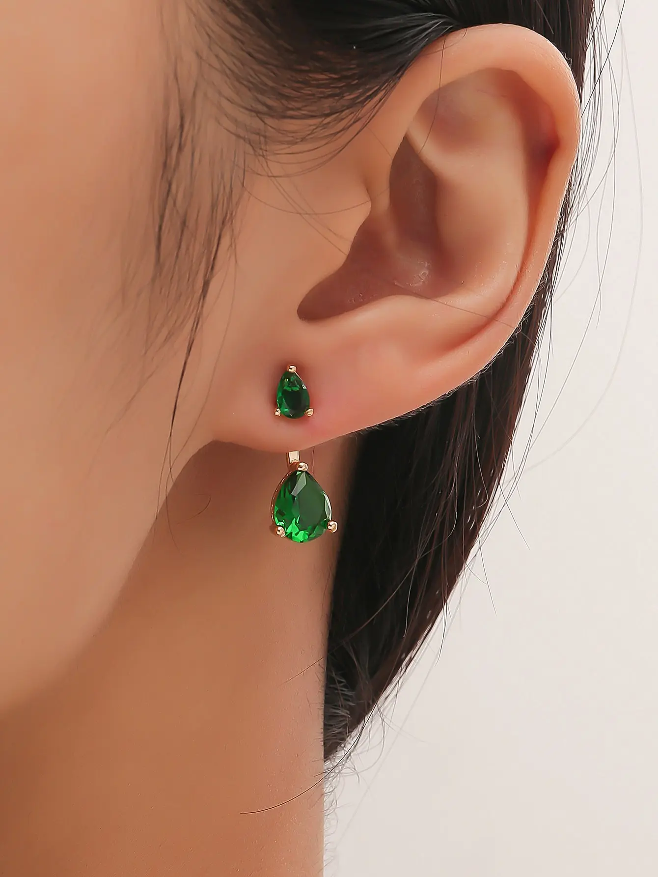 Rhinestone Water-drop Decor Earring Jackets