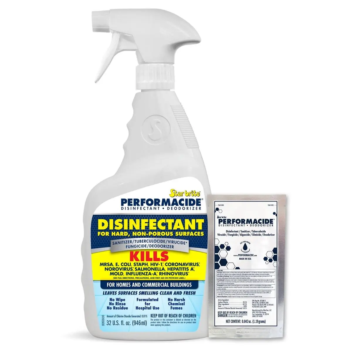 212 MAIN Disinfectant Spray Kit - 0.475 lbs, For Hard Non-Porous Surfaces, Concrete Floors, Household Use Spray, Hard Surfaces