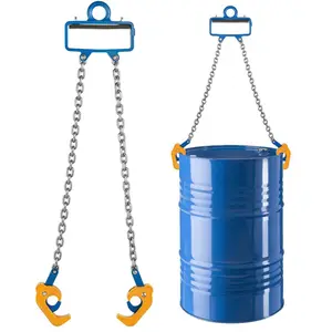 VEVOR Chain Drum Lifter, G80 Drum Lifting Chain Sling with Hook, 2200LBS Capacity, Drums Handling Equipment Fits for Crane Forklift, Carbon Steel Barrel Lifter for Plastic Metal Drums