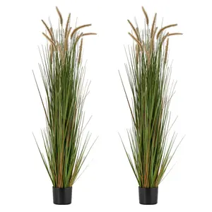 VEVOR Artificial Grass Plant, 2 Pack 59 inch Horsetail Reed Grass in Pot, Premium PVC Faux Fake Greenery Shrubs Plant for Indoor Outdoor House Home Garden Office Room Décor, Housewarming, Green