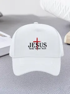 Unisex Jesus Graphic Baseball Cap, Fashionable Round Top Brim Hat, Breathable Sun Protection, Casual Fit, Adjustable Size, Perfect Gift