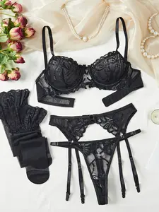 Women's Sexy Lingerie Set, Comfortable Fitted Underwear & Intimate Clothing, Perfect for Parties & Daily Wear, Includes Stockings
