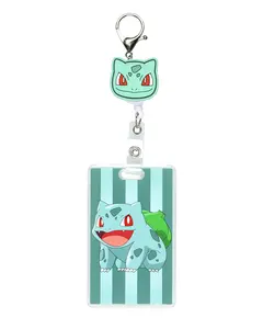 Pokemon Bulbasaur Retractable Reel Lanyard Clear ID Badge Holder Keychain