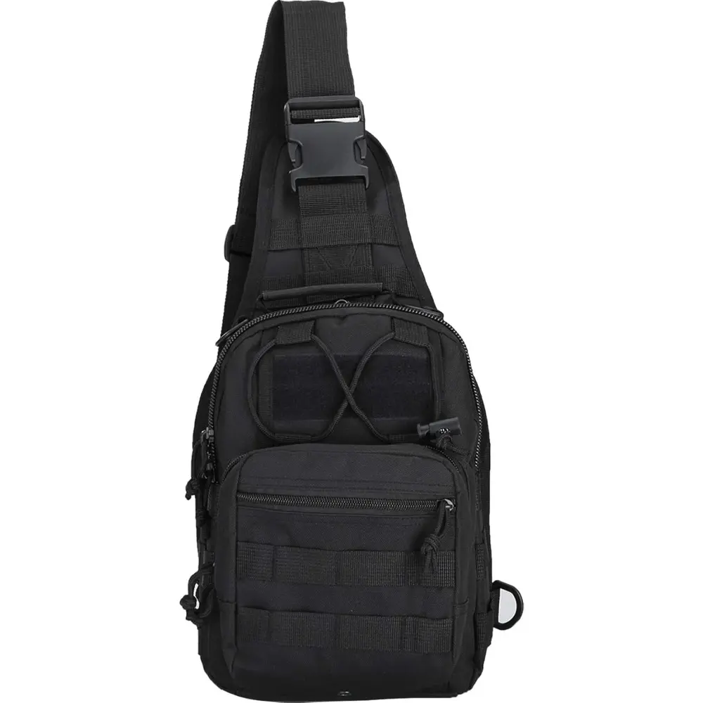 Molle Compatible Crossbody Messenger Bag - Lightweight Casual EDC Sling Bag for Hiking, Men's Military Sports Luggage, Black, Shipping from USA, Casual Crossbody Bags