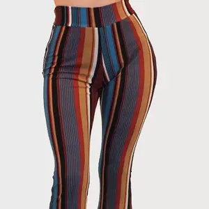 Stripes Are Back, Stripes Bellbottom High Rise Elastic Waist Flare Leg Pants Womenswear Comfort , Available in ex small to X-Large