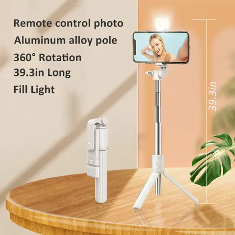 Adjustable Alloy All-in-1 Monopod Selfie Stick with Wireless Remote, Cellphone Holder, Static Tripod & 360° Creative Shots, Mobile Photography Camera Support Stand for iPhone & Android Smartphones - All-in-1 Monopod Stand Selfie Accessories