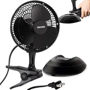 RamPro Clip on Fan & Desk Fan, Small Clip Fan with Sturdy Clamp, 6 Inch Portable Clip on Fan Plug-In Quiet Personal Cooling Bed Fan for Home, Camping, 2 Speed Clip Fans with Adjustable Tilt, Black