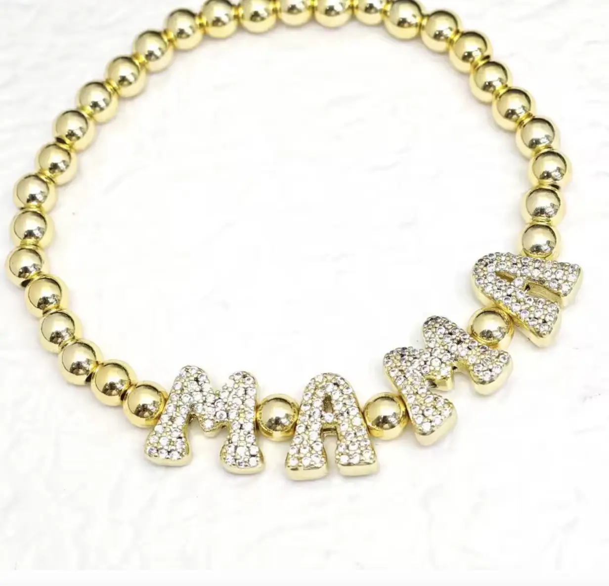 Bubble Beaded Name Bracelets & Bangles Trendy Bubble Letters Jewelry bracelets for women bracelet Gold Laminated Valentine Bangles bling  bling  joyeria