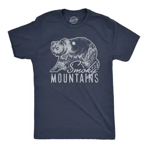 Mens Retro Smoky Mountains T Shirt Funny Camping Vintage Graphic Design Tee Guys Mens Funny T Shirts Cool Vintage Fashion T-Shirt Gift Classic Menswear Vintage Apparel for Men Funny Camping Short Sleeve Novelty Navy