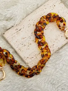 Leopard Print Purse Chain Handbag Strap - Acrylic Bag Charm Keychain Accessories, 15 Inch Extender Chains Replacement for Women