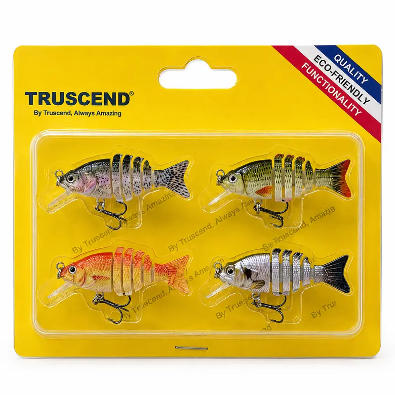 TRUSCEND 6-Segment 2in/2" Length ABS Plastic Rattle Tail Micro Swim Lures - Artificial Fishing Lures, Simulation Fishing Lure, Flexible Action, Built-In Rattle, 3D Realistic Eyes, Pearl Powder Coating, Anti-Rust, Saltwater Spin Casting Bass Gear