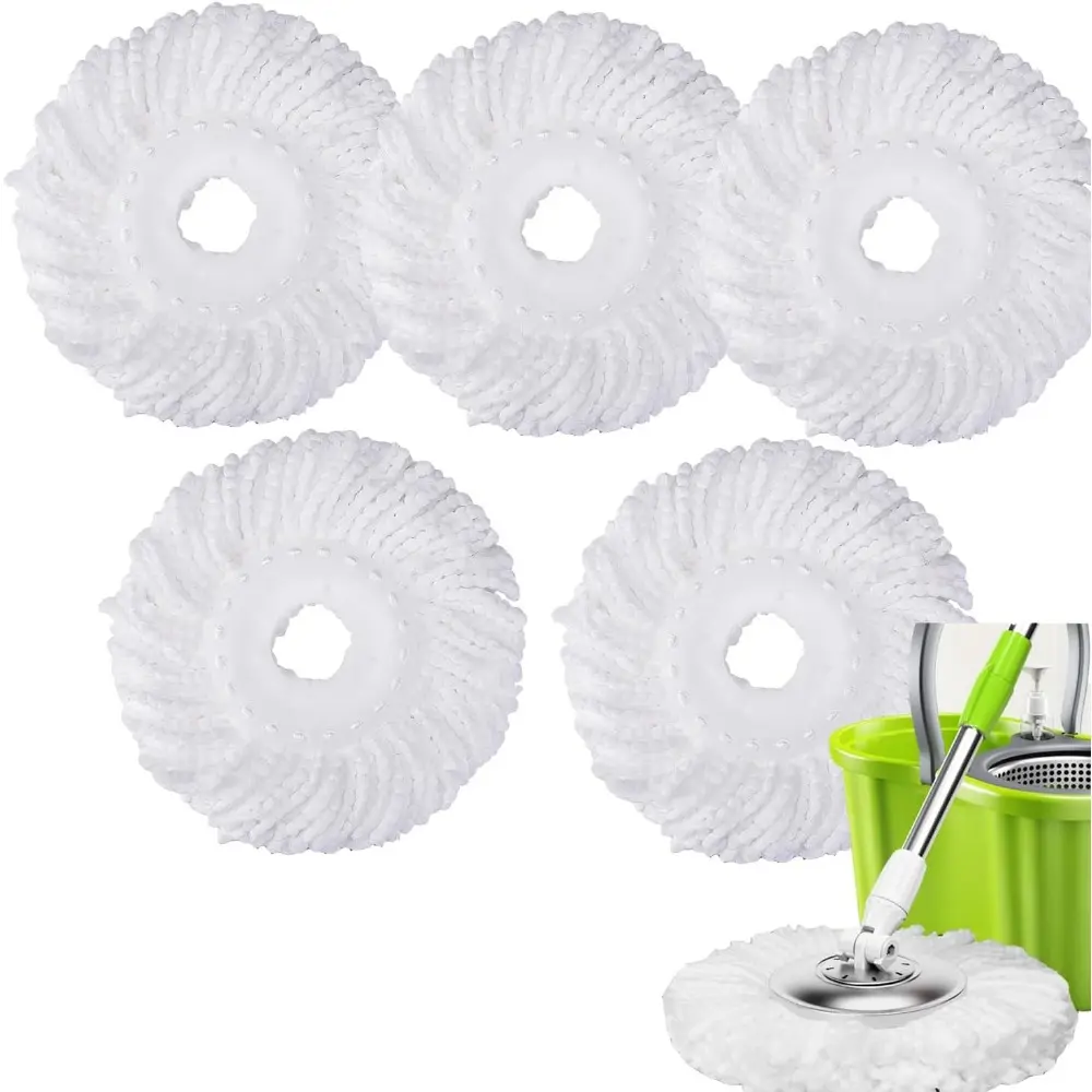 Spin Mop Head Replacement Compatible with Hurrican,Mopnado,Cassabel 360 Spin Magic Mopping,Microfiber Spin Mop Refill Heads For Universal Round Shape Standard Size 5 Pack