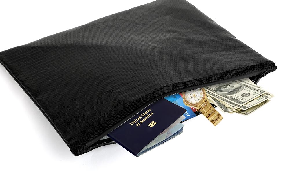New Deal] Fireproof Document Bag (10"x13.5"), Waterproof Holder with Zipper for Passport, Important Papers, Cash, Money and Valuables, Secure Storage Organizer for Travel, Home, Office