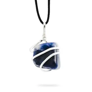 AYANA Sodalite Tumbled Pendant for Mental Clarity & Inner Peace – Healing Crystal Necklace for Focus, Truth & Throat Chakra, Ideal for Sagittarius & Virgo
