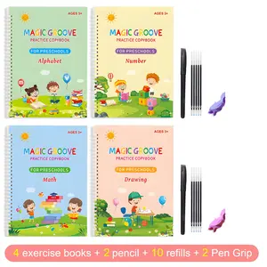 【+7$Get 8Pcs】Reusable Grooved Handwriting Workbooks for Kids With Disappearing Ink   Drawing book Stick drawing Enlightenment Picture book Magic groove drawing book control pen training calligraphy